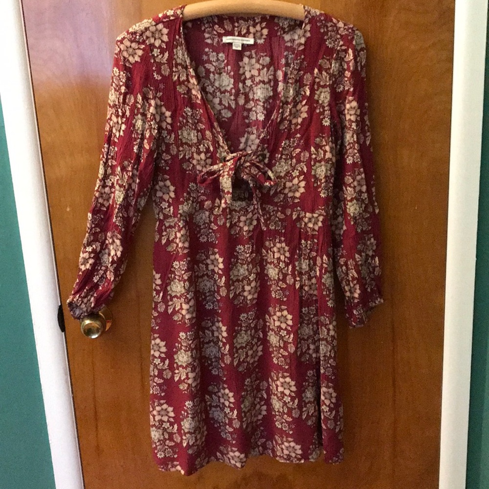 American Eagle floral pattern red dress